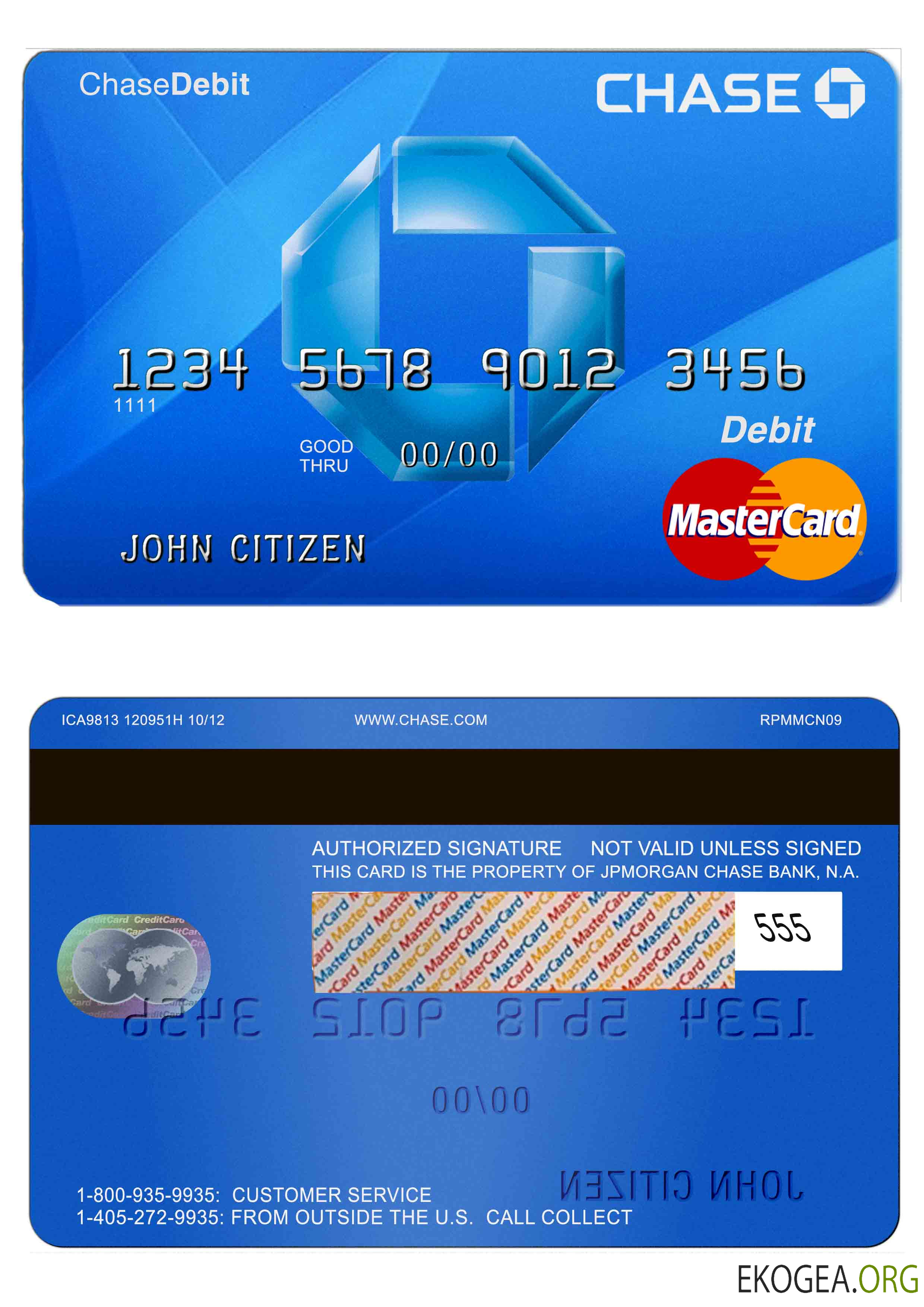 Carte de débit MasterCard de la banque Chase aux États Unis